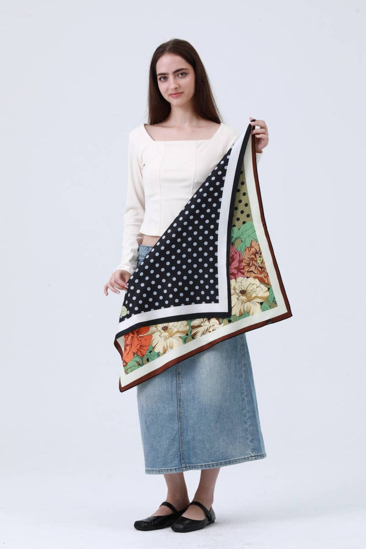 Reversible Scarf: Two Looks in One with Polka Dot & Floral