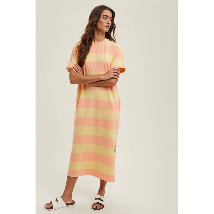 Striped Tee Shirt Midi Dress