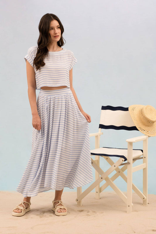 Stripe Boat Neck Crop Top