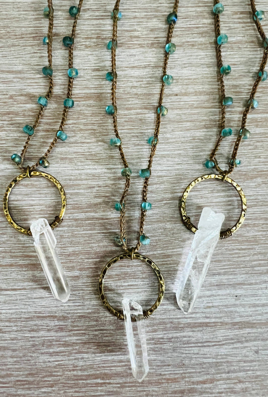 Alchemy Necklace with Rough Quartz Crystal