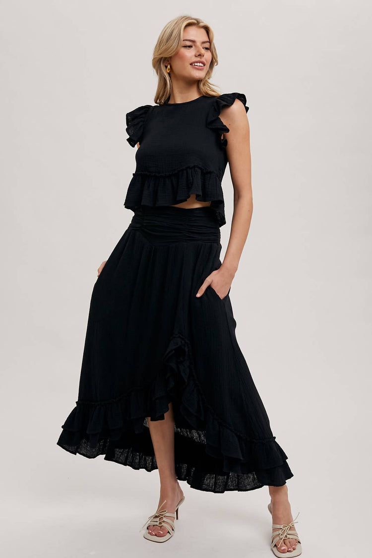 Ruffle Trim Top & Skirt Set (sold sep.)