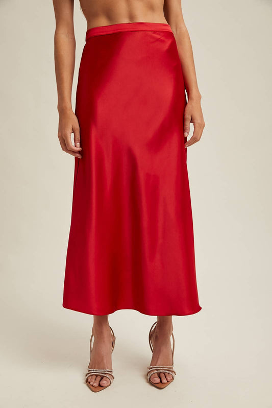 BASIC SATIN MIDI SKIRT