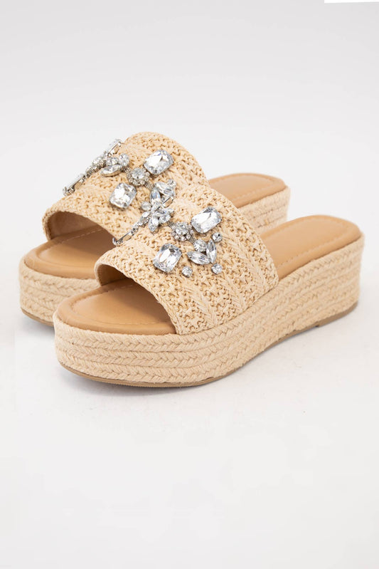 Rhinestone Monaco Embellished Raffia Sandal