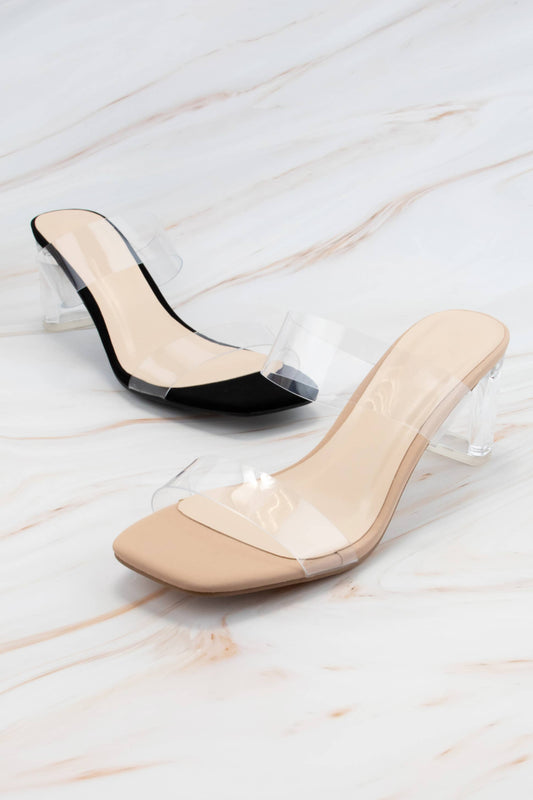 Della Clear Double Strap Heel
