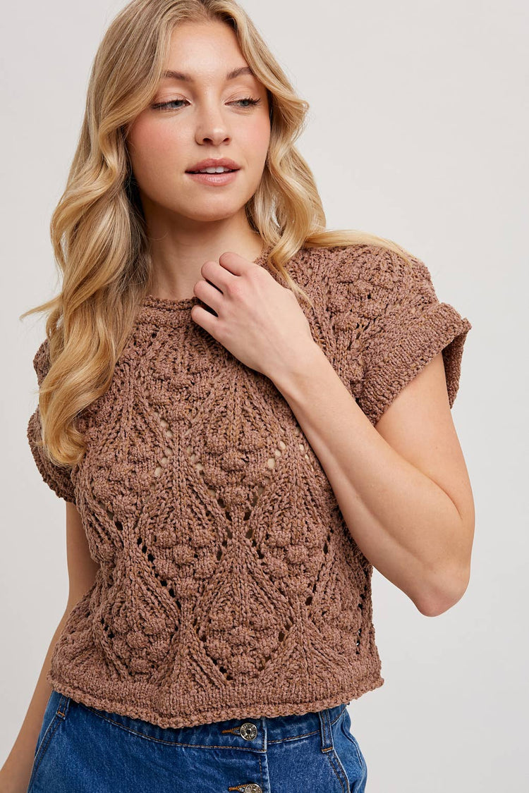 Knit Sweater Short Sleeve Pullover