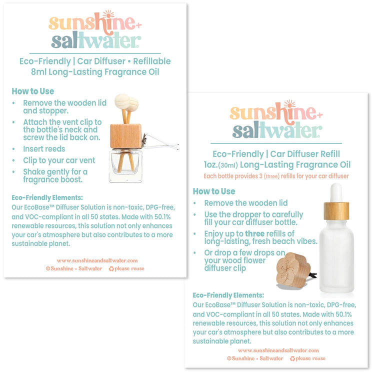 Car Diffuser + Refill Shelf Talker With Wood Block