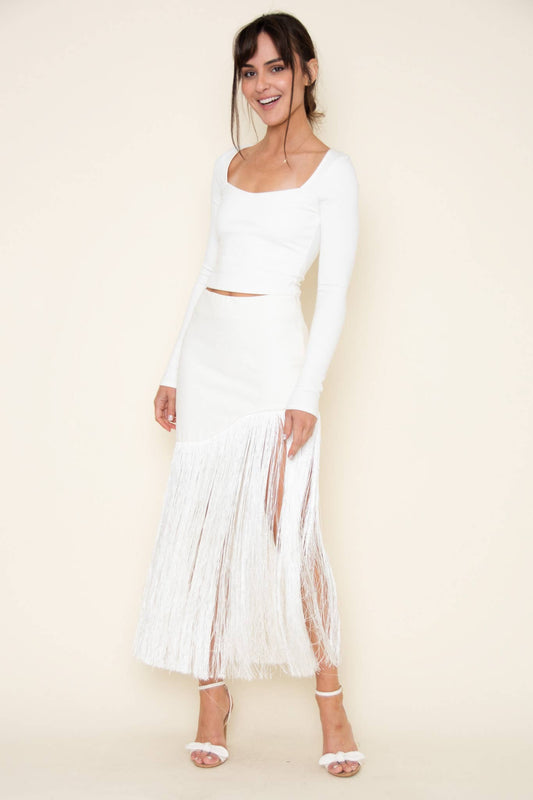 Fringe Maxi Skirt