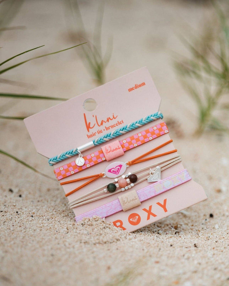 "Roxy Pink Tropics" Pink and Coral Island Vibe Hair Tie Bracelets