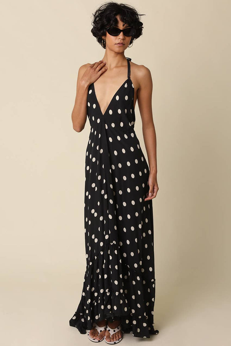 Charly Polka Dot Halter Maxi Dress