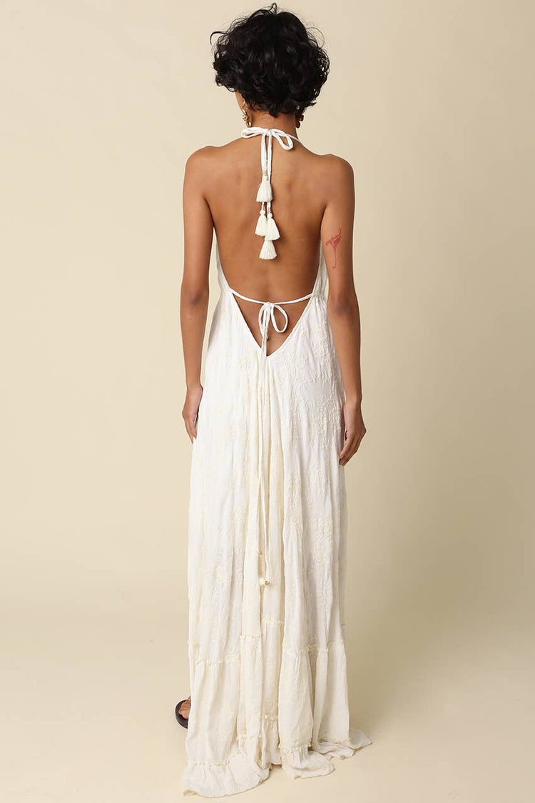 Sally Tiered Halter Maxi Dress