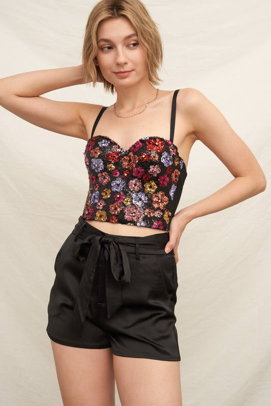 Floral Beaded Bustier Bra Top