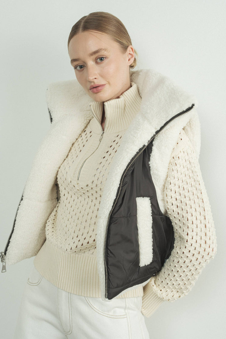 HOLIDAY REVERSIBLE SHERPA COZY VEST