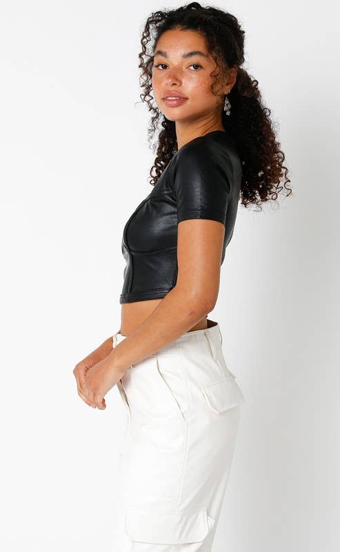 Finley PU Crop Top
