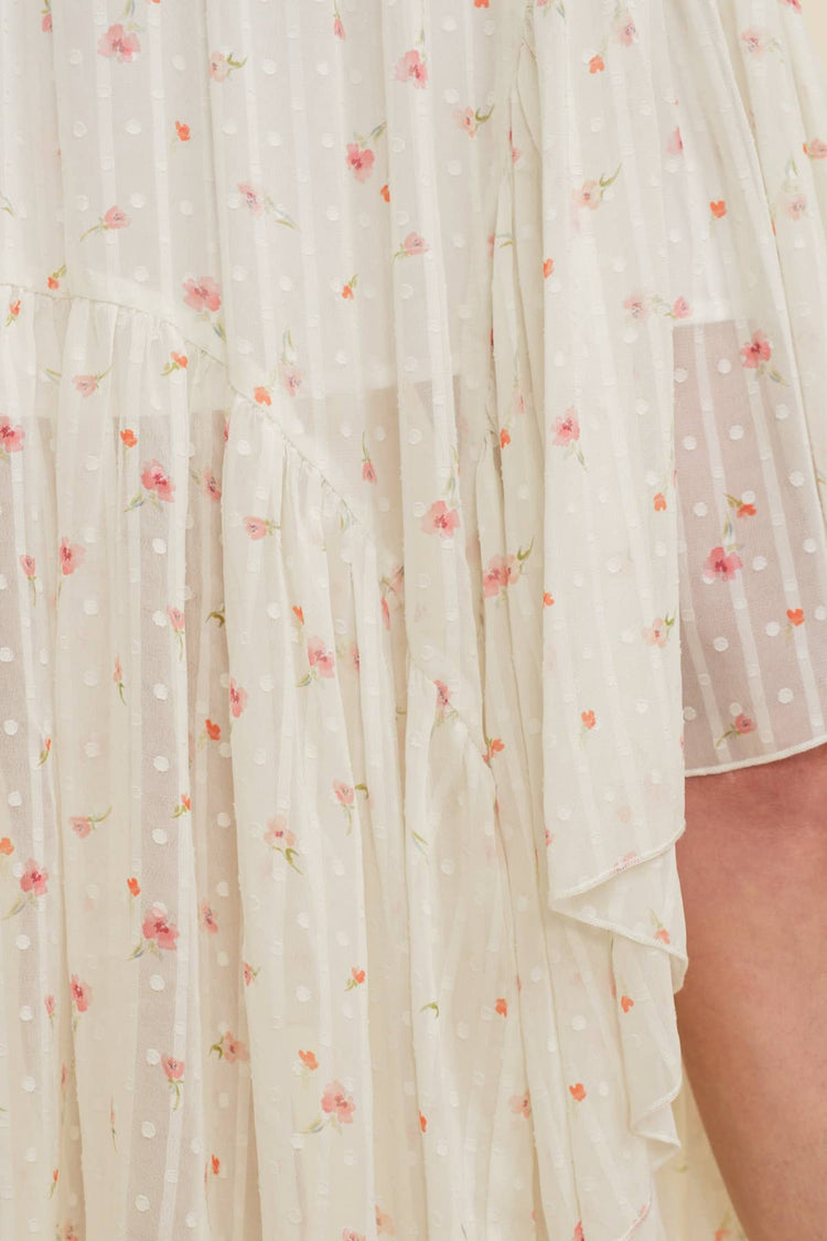 FLORAL LAYERED MIDI SKIRT