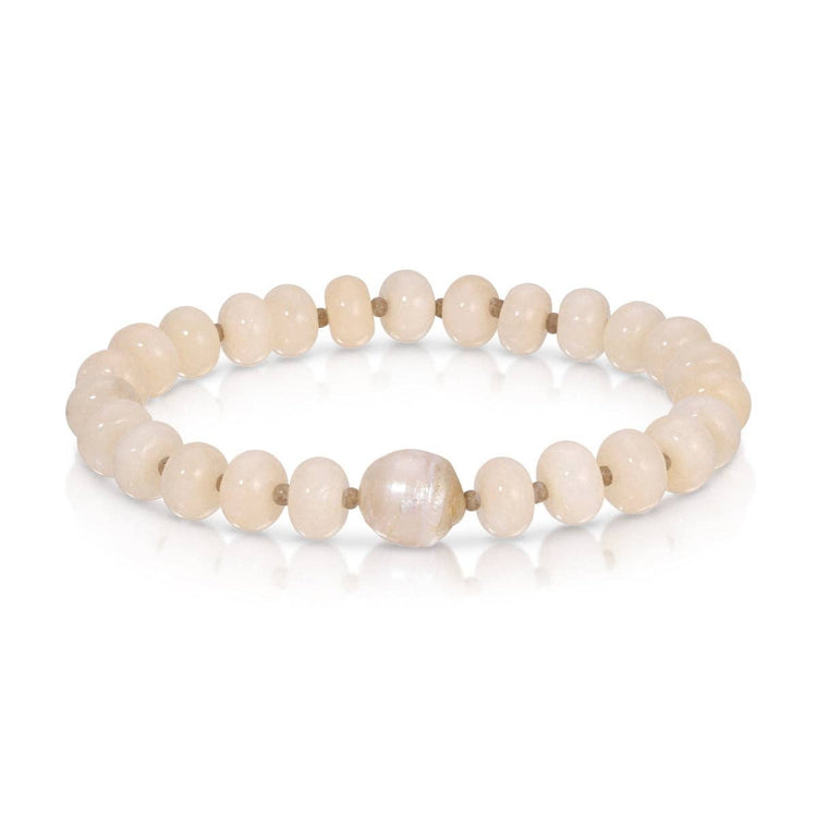 Stone Bracelet with Large Baroque Pearl