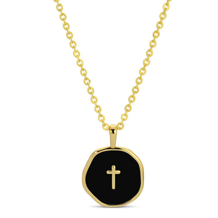 Black Tiny Cross Pendant Necklace