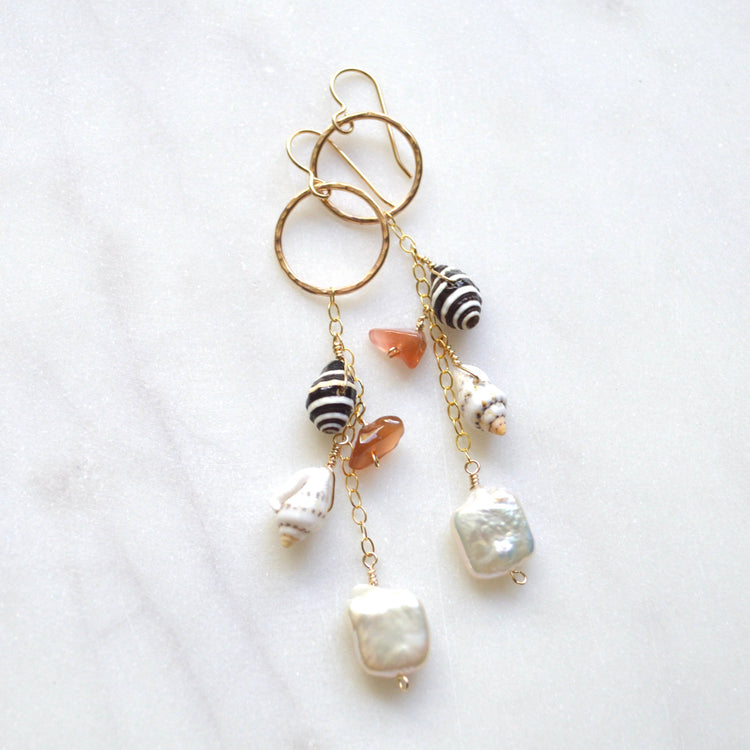 Pearl Shell Cluster Earrings