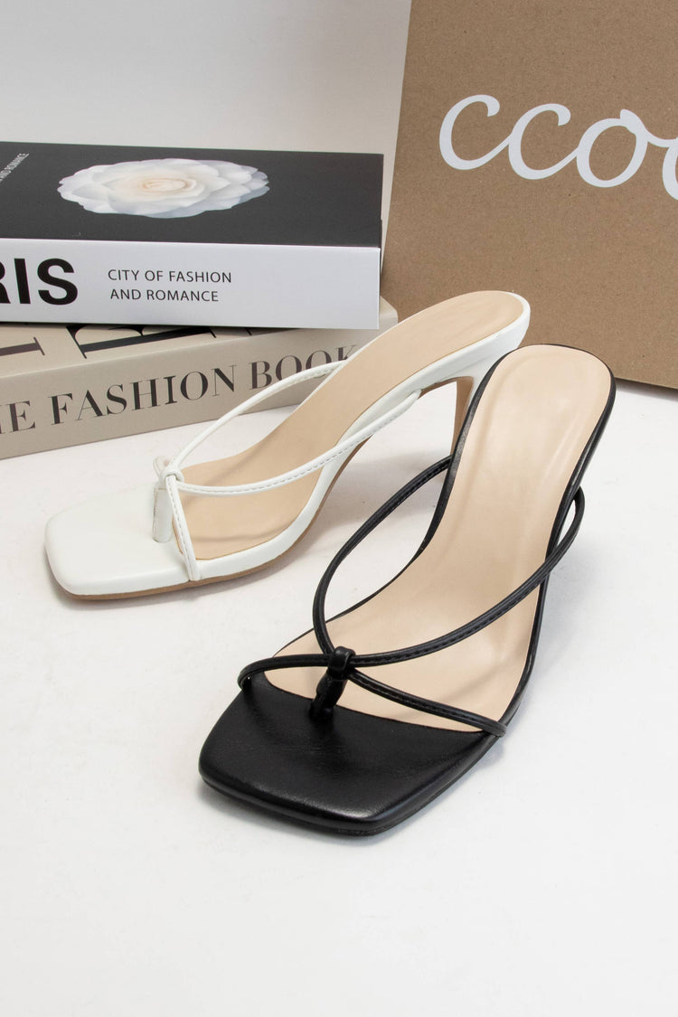 DOVIE-1THIN STRAP THONG STYLE SLIP ON KITTEN HEELS