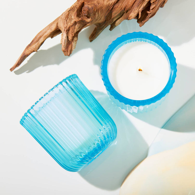 Sea Salt 1 Wick Colored Glass Candle 8oz Ctn.6