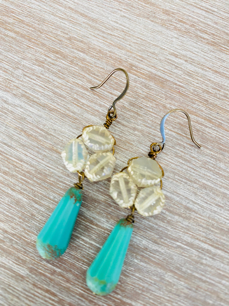 Vintage Style Beach Earrings In Deep Sea Aqua