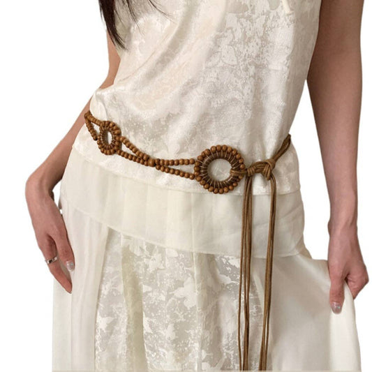 Beco - Brown Beaded Boho Belt - Y2K & Chic