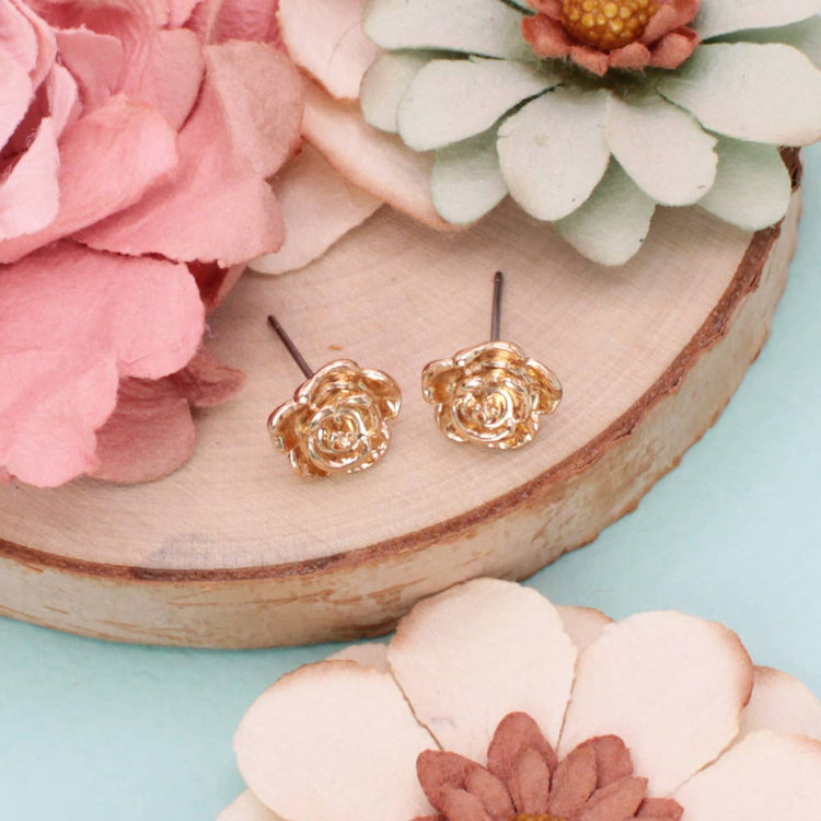 Garden Dahlias Fine Art Gold Flower Earrings