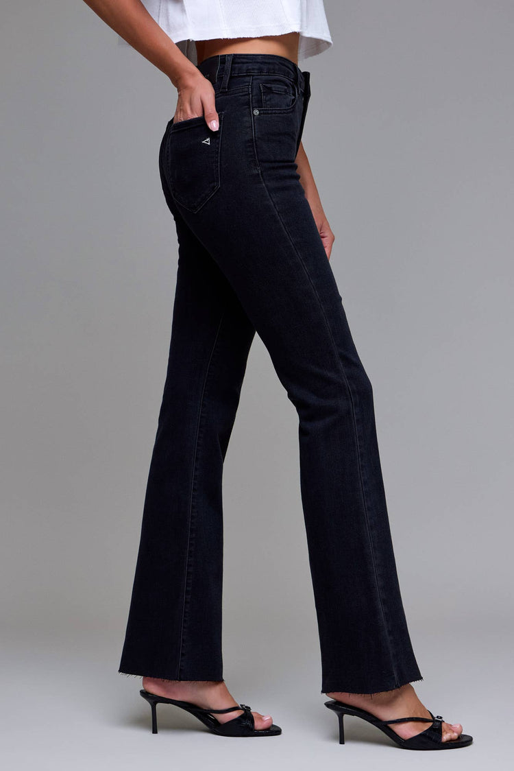 Jet Black 33" Inseam Raw Hem Flare