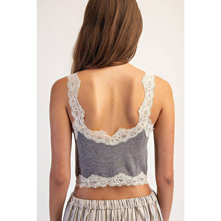 SLUB WITH LACE TANK TOP
