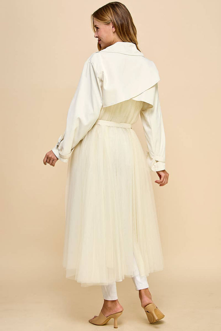 Double Breasted Mesh Bodice Classic Trench Coat