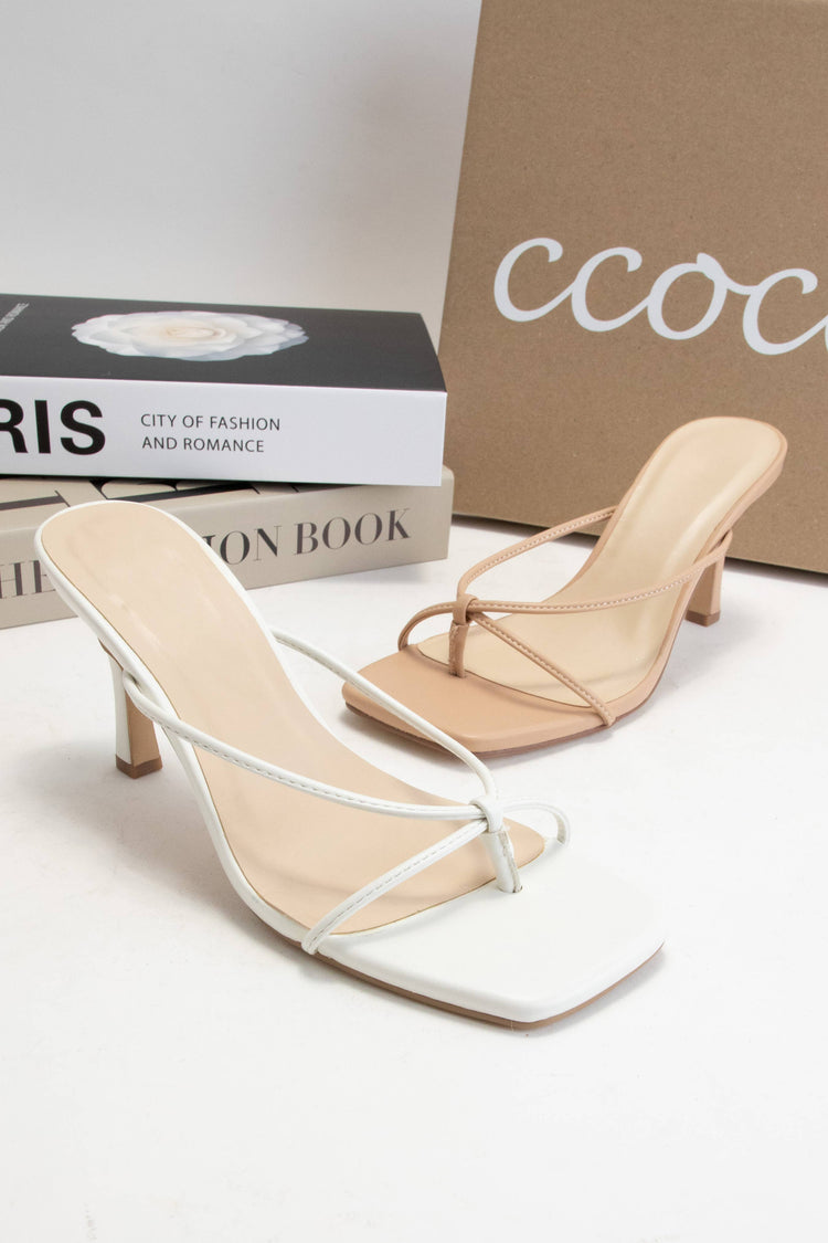 DOVIE-1THIN STRAP THONG STYLE SLIP ON KITTEN HEELS