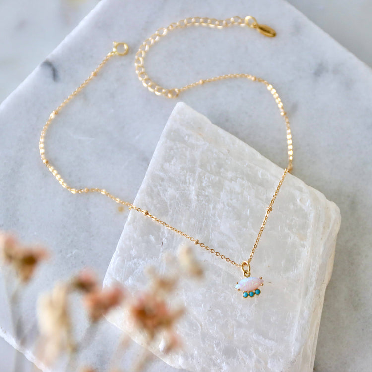 Opal and Turquoise Evil Eye Necklace