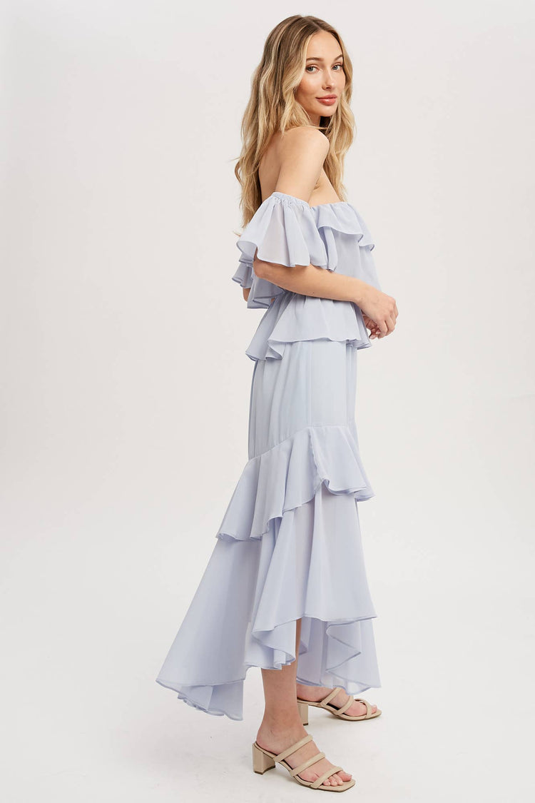 Chiffon Ruffle Midi Dress