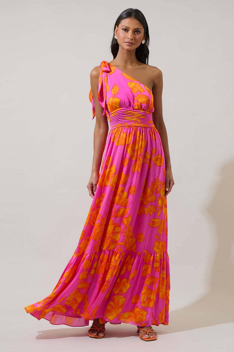 Pacey Floral Bayou One Shoulder Maxi Dress