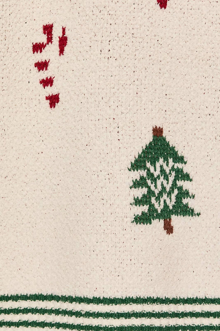 WIDE LEG SWEATER PANTS WITH "CHRISTMAS TREE" ALL OVER