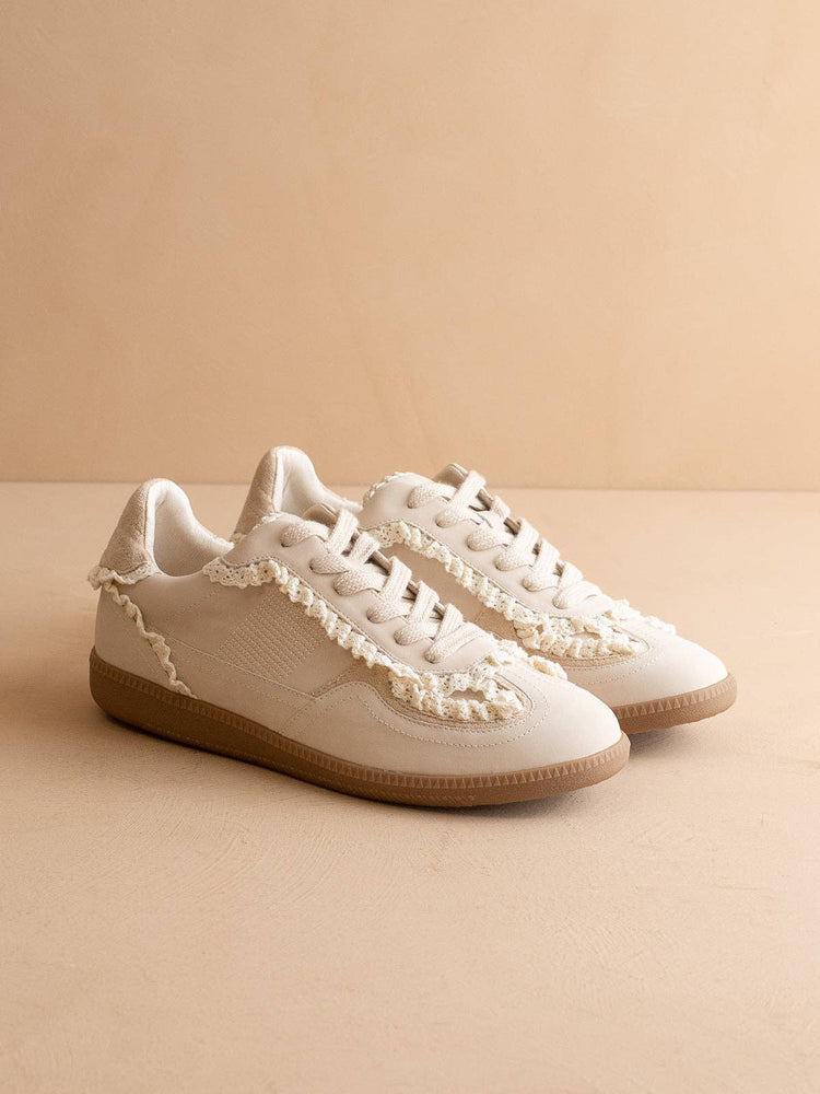 The April | Cream Lace-Trimmed Retro Sneaker