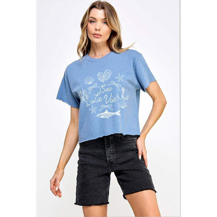 SEA LA VIE  VINTAGE GRAPHIC CROP TOP