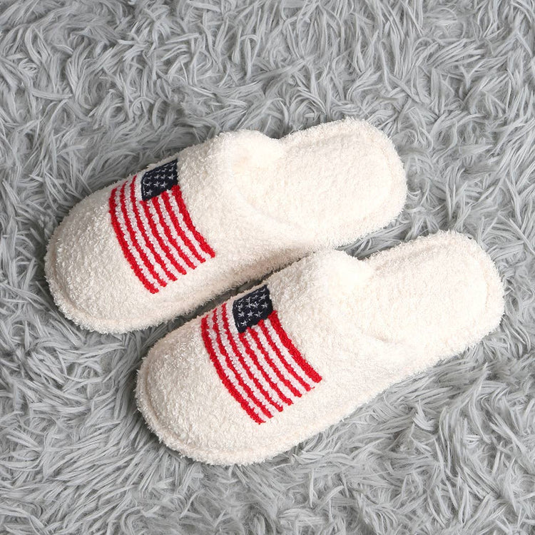 American Flag Embroidered Indoor Home Slippers
