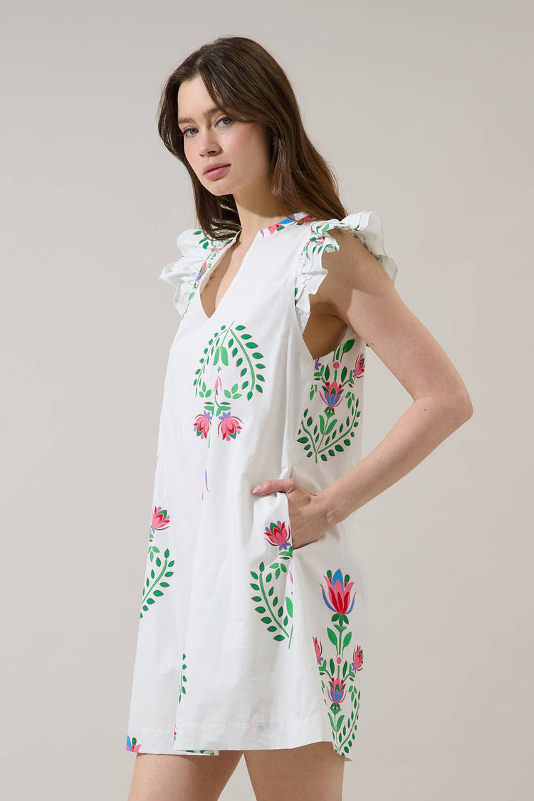 Saury Floral Evalyn Ruffle Mini Dress