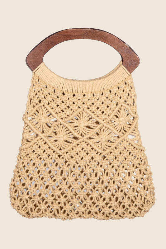 Braided Wooden Handle Handbag