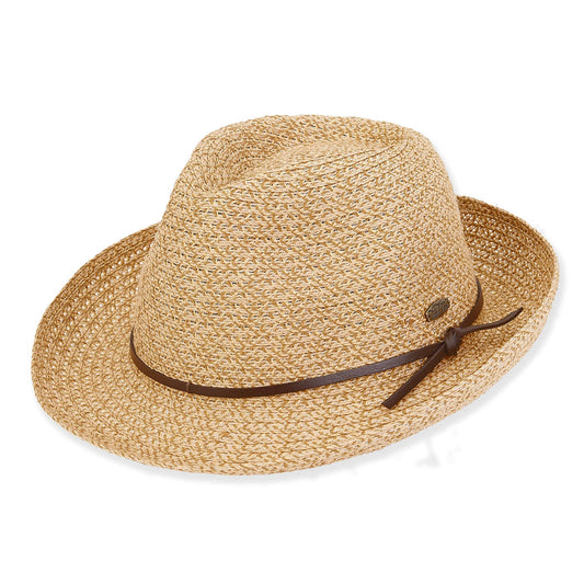 Tan, Paper Straw Fedora, Brim 2.25"