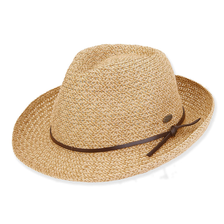Tan, Paper Straw Fedora, Brim 2.25"