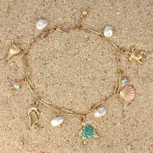 Seaside Charm Gold Sealife Bracelet