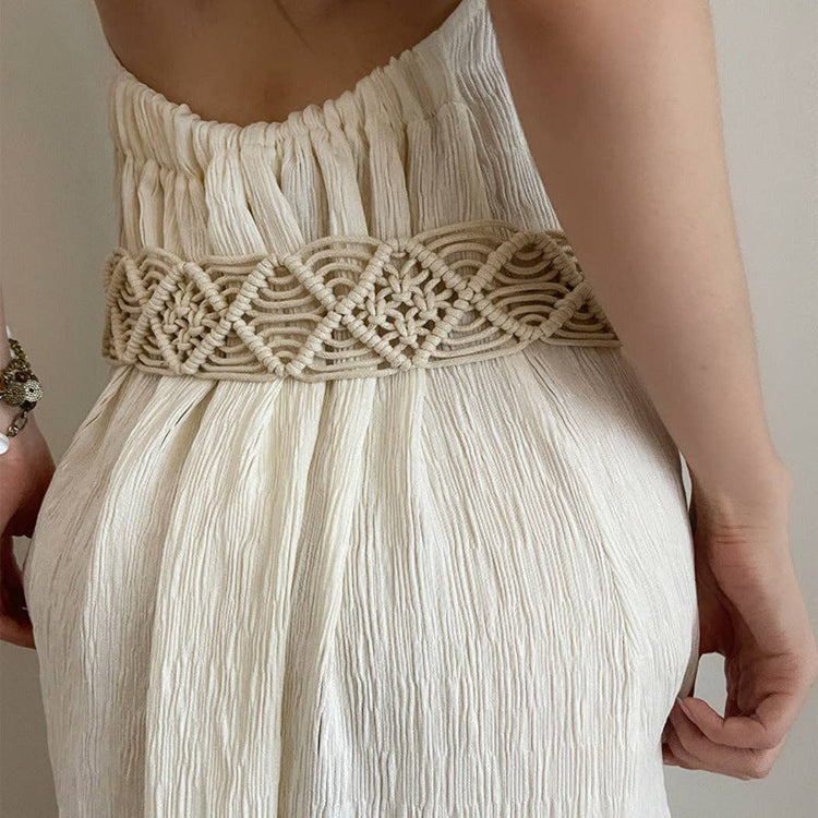 Beco - Boho Beige Braided Belt with Tassel