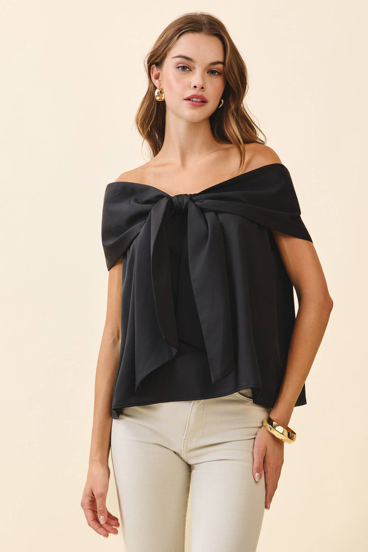 Bow Accented Off The Shoulder Top