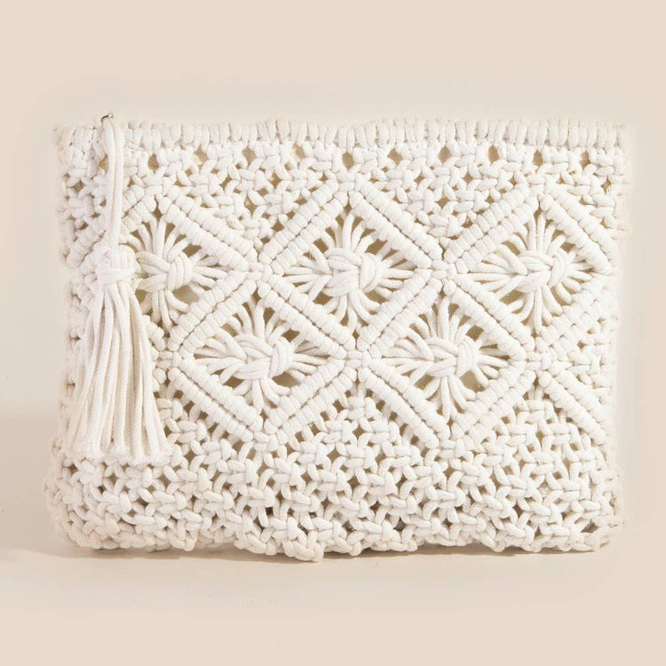 Crochet Clutch Tassel Bag