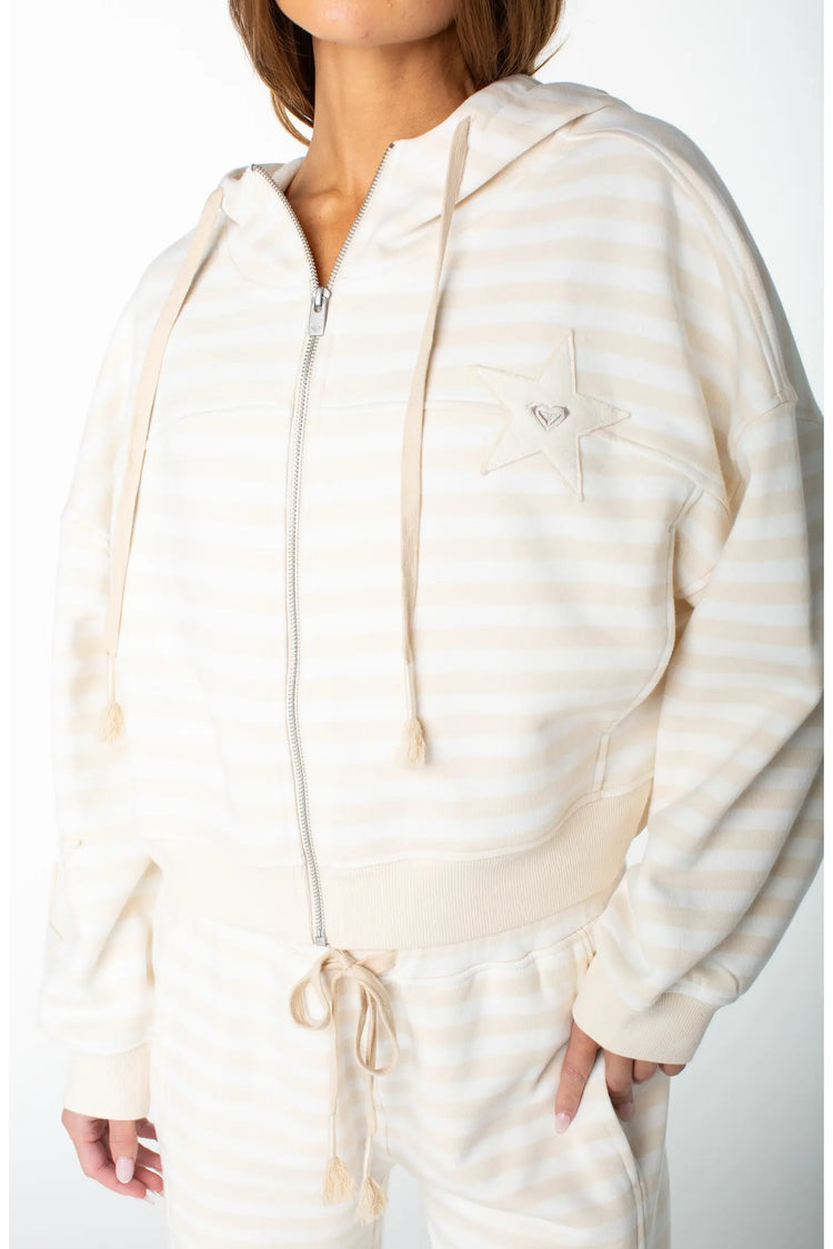 Fringing Reefs Stripe Hoodie - Parchment Freebird Stripe