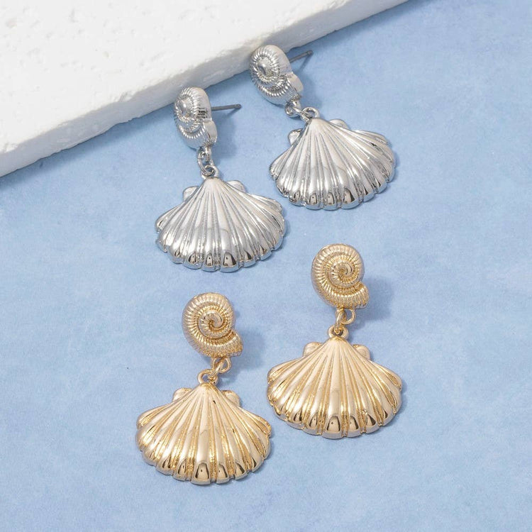 Seashell And Spiral Dangle Earrings