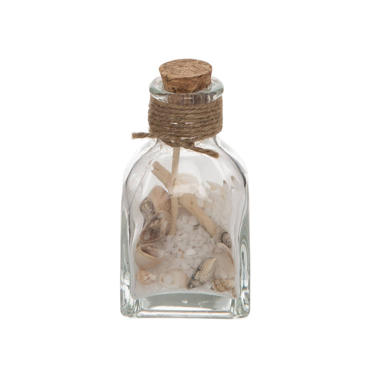 SALE Glass Bottle With White Sand & Shells