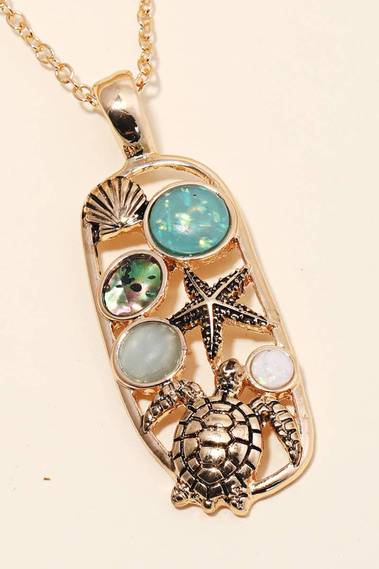 Opal Starfish Sea Life Pendant Necklace