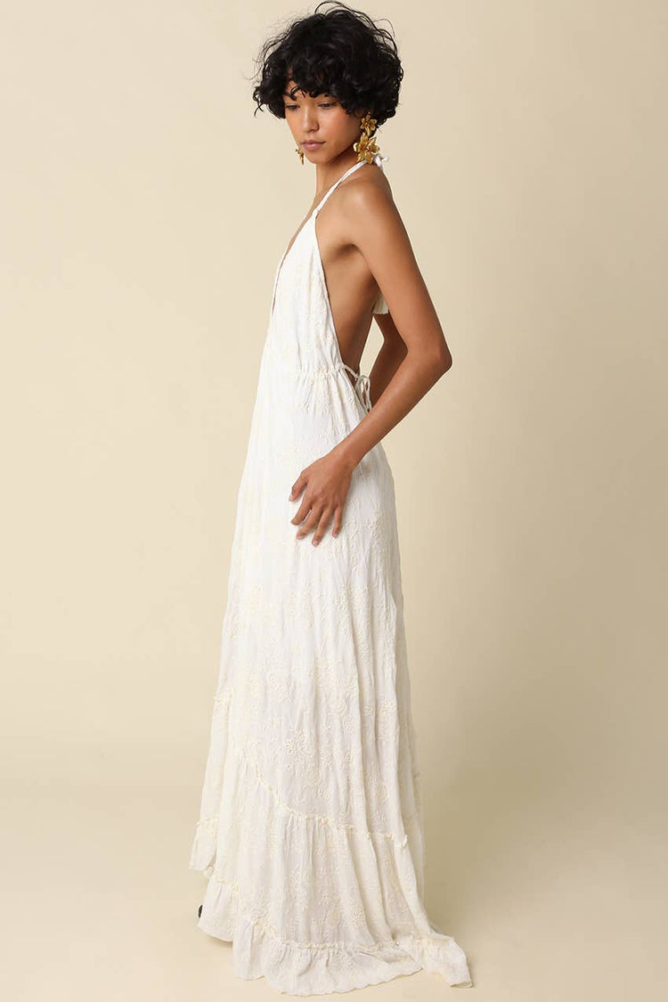 Sally Tiered Halter Maxi Dress